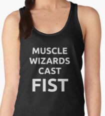 Muscle wizards cast FIST - white text Women's Tank Top