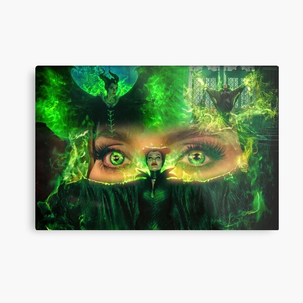 Maleficent Green Fire Eyes Metal Print