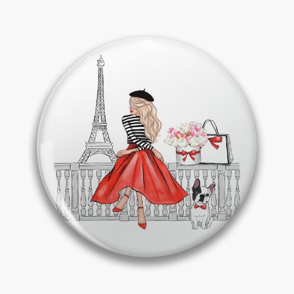 Item preview, Blonde Girl in Paris red dress designed and sold by Lalanacliparts.