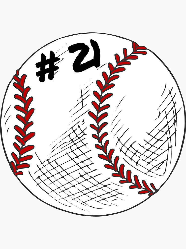 TeeCreations Baseball Number 21 #21 Baseball Shirt Jersey Favorite Player Biggest Fan Sticker