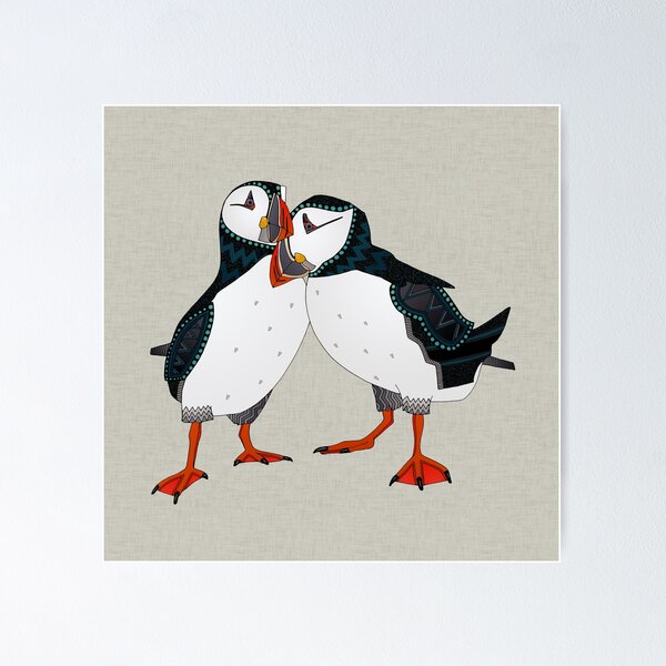 Item preview, puffin pair warm grey designed and sold by scrummy.