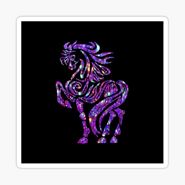 Tribal Horse - Purple Glitter Sticker