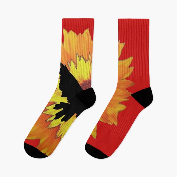 Item preview, RED ABSTRACT SOUTHWEST SUNFLOWERS & CROW PATTERN ART   designed and sold by sharlesart.