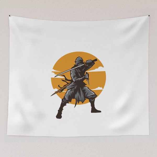Item preview, Ninja with Orange Circular Cloudy Background  designed and sold by Peekonet.