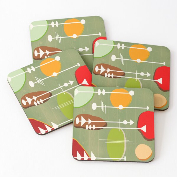 Mid-Century Tiki Coasters (Set of 4)