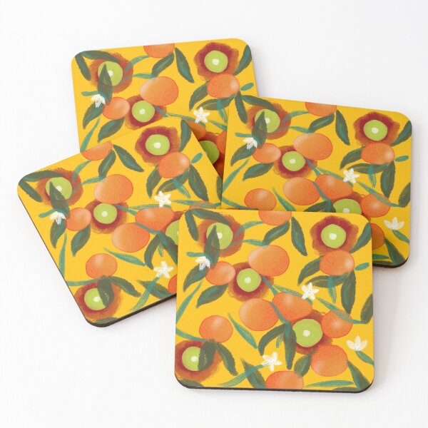 Mid-Century Orange Coasters (Set of 4)