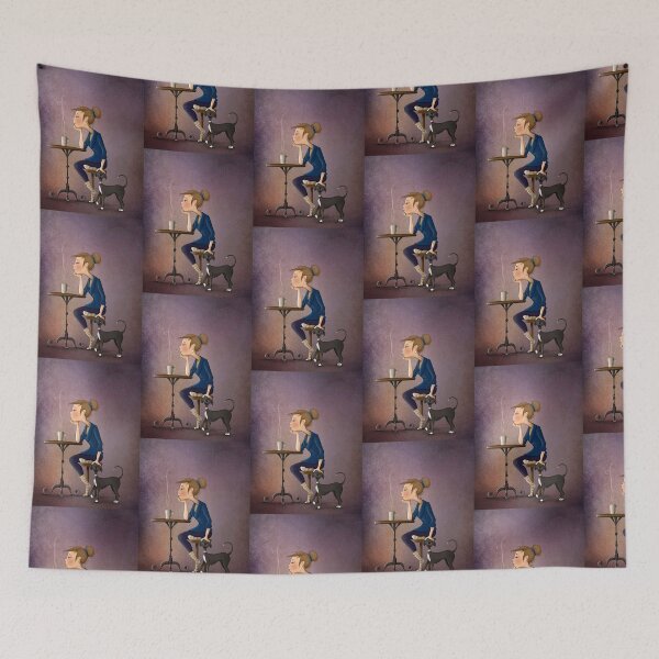 Item preview, A lady with a cat and candles designed and sold by Anamika Mehta.