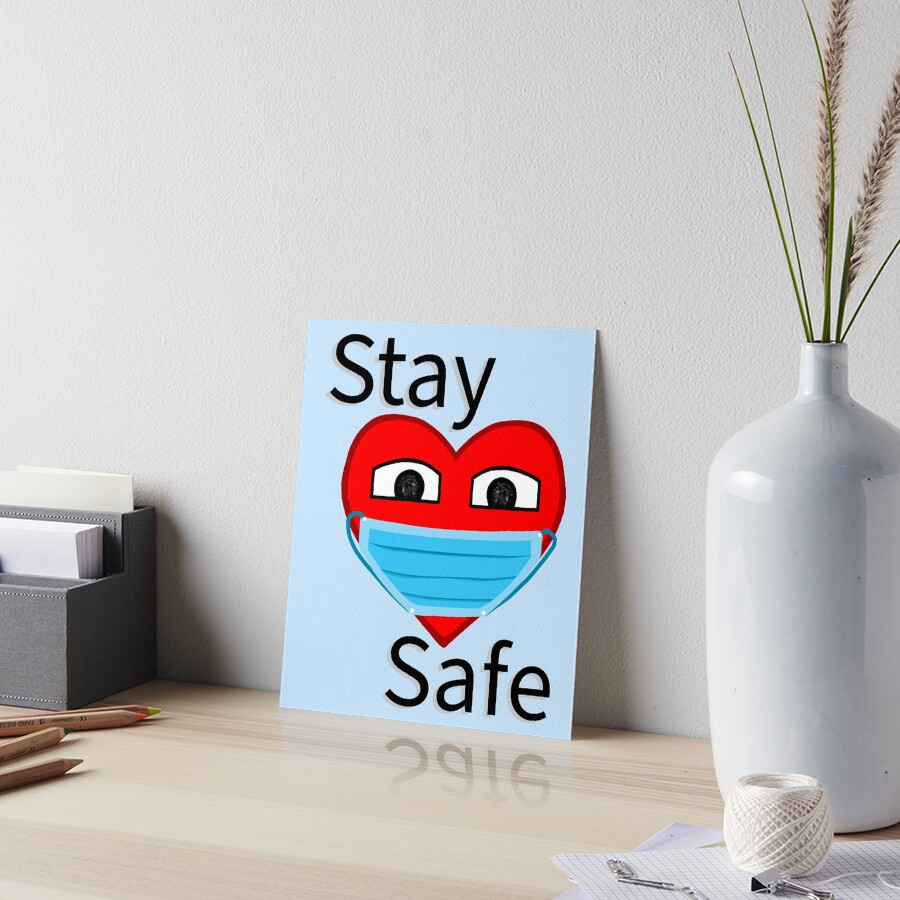 "Stay Safe Heart Emoji" Art Board Print for Sale by angielovely Redbubble