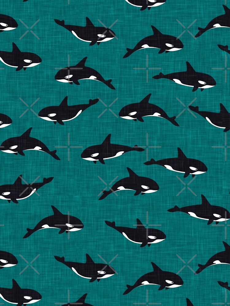 orca - killer whales - teal by littlearrow