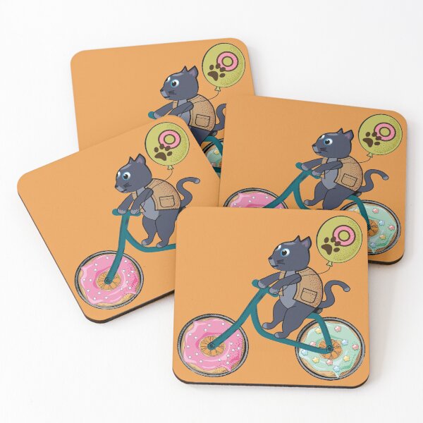 Item preview, Donut delivery cat on bike designed and sold by catnbloom.