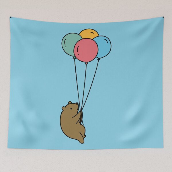 Item preview, Cute Bear Floating with Balloons Doodle designed and sold by SLAG-Creative.