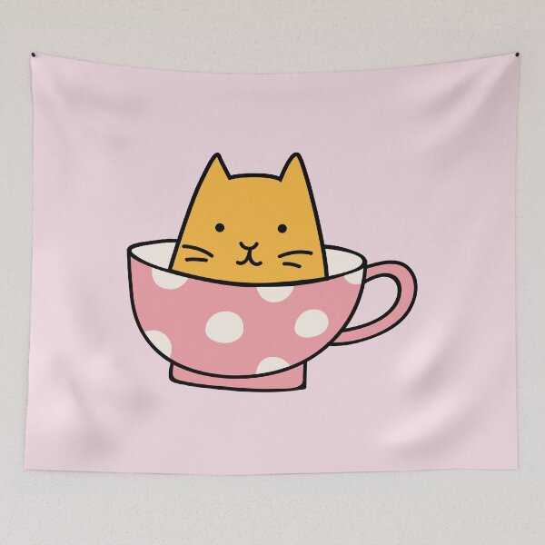 Item preview, Cute Cat in a Tea Cup Doodle designed and sold by SLAG-Creative.