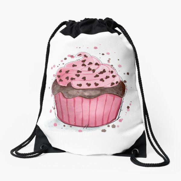 Pink Cupcake Drawstring Bag