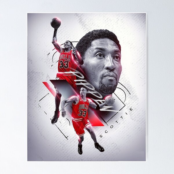 Dunk Block Star Scottie Pippen Basketball Wall Art Home Decor