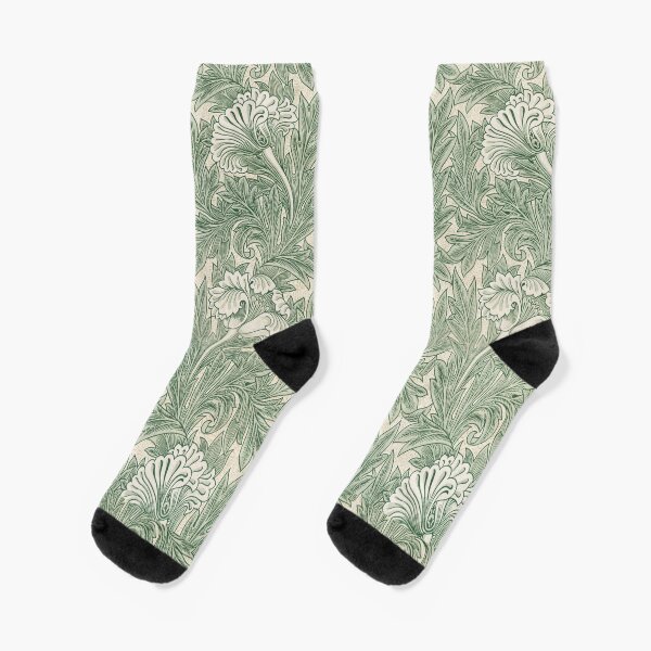 Aperçu de l'œuvre   William Morris Vintage motif floral de tulipe verte créée et vendue par Tamas Das.