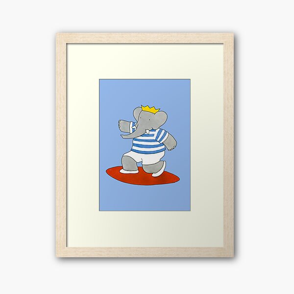 Babar surfing Framed Art Print