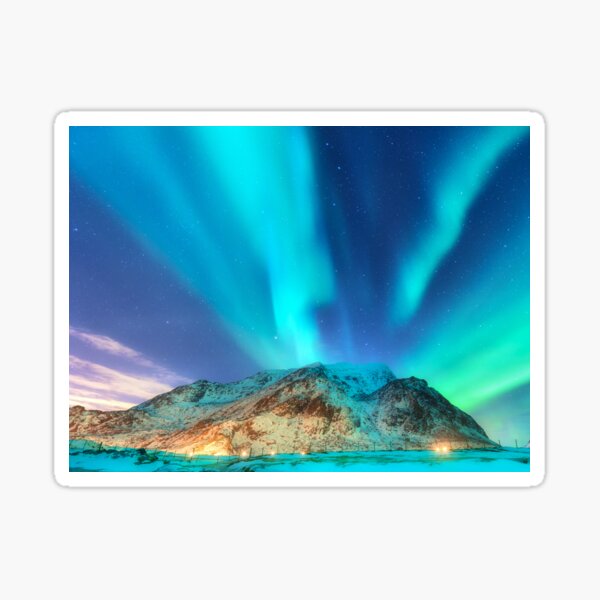 "Northern Lights, wall art,Nature scene,Northern Lights posters,canvas print,painting" Sticker