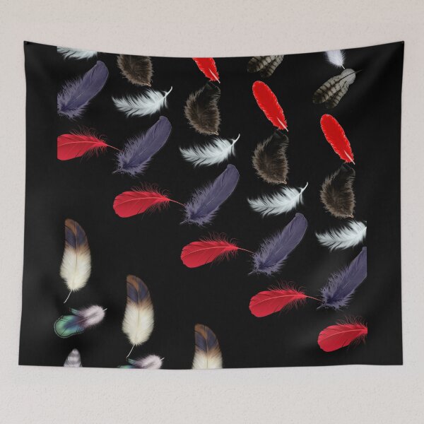 Item preview, Colorful feathers pattern seamless on black designed and sold by Artsy Boulevard.