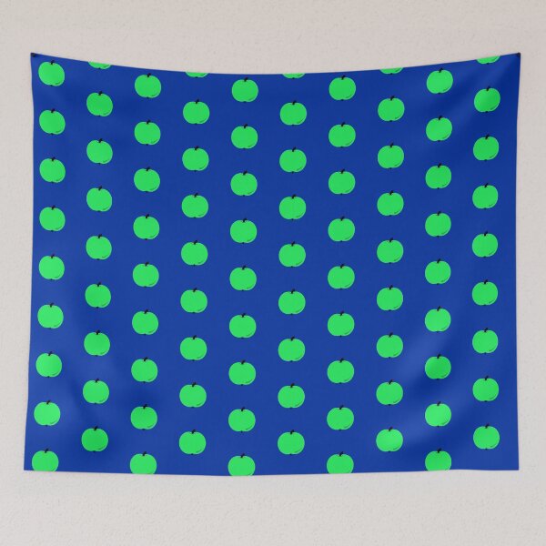 Item preview, green apple blue background designed and sold by miaterinka.