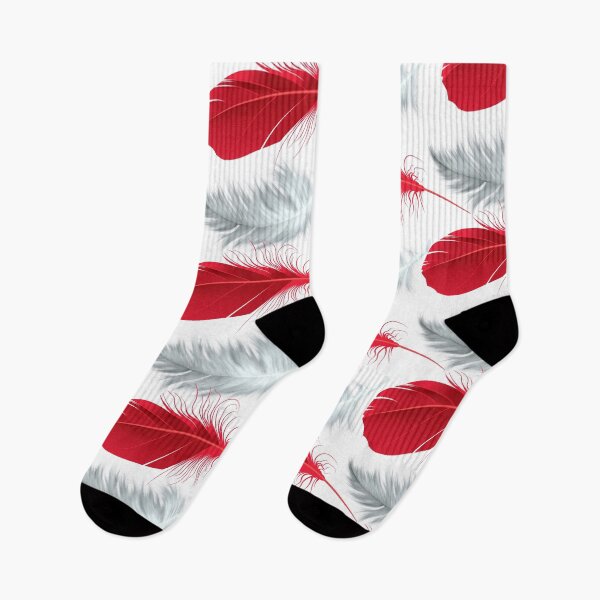 Item preview, Red and White feathers pattern seamless designed and sold by Artsy Boulevard.
