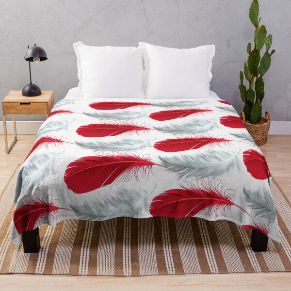 Item preview, Red and White feathers pattern seamless designed and sold by Artsy Boulevard.
