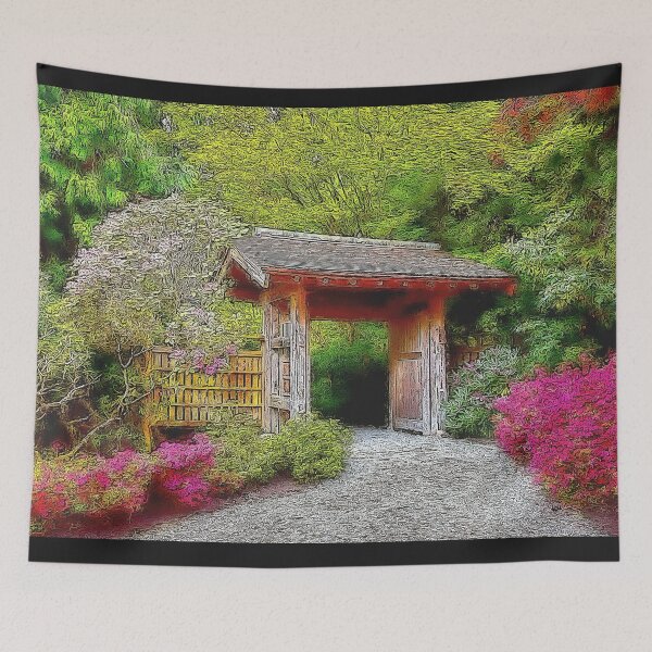 Artikelvorschau, Bunte Frühlingssträucher am Yao Japanese Garden Gateway entworfen und verkauft von SeaChangeDesign.