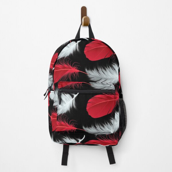 Item preview, Red and white feathers pattern seamless on black designed and sold by Artsy Boulevard.