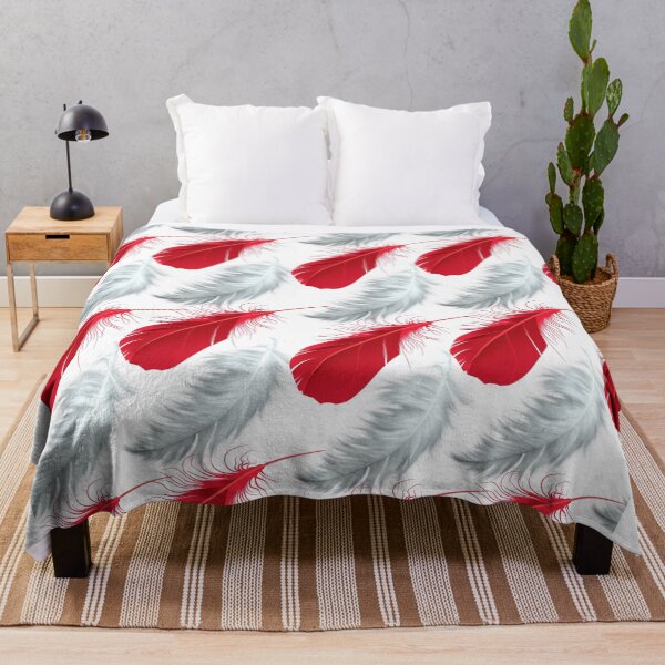 Item preview, Red and White feathers pattern seamless designed and sold by Artsy Boulevard.