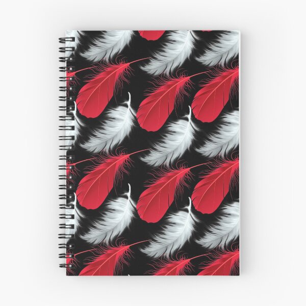 Item preview, Red and white feathers pattern seamless on black designed and sold by Artsy Boulevard.