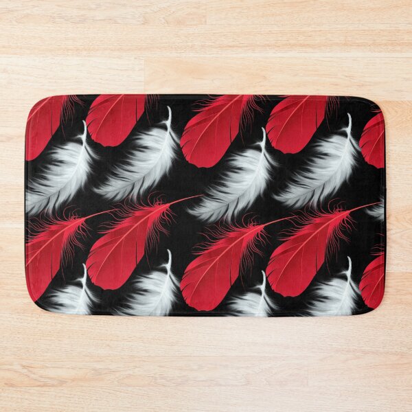 Item preview, Red and white feathers pattern seamless on black designed and sold by Artsy Boulevard.