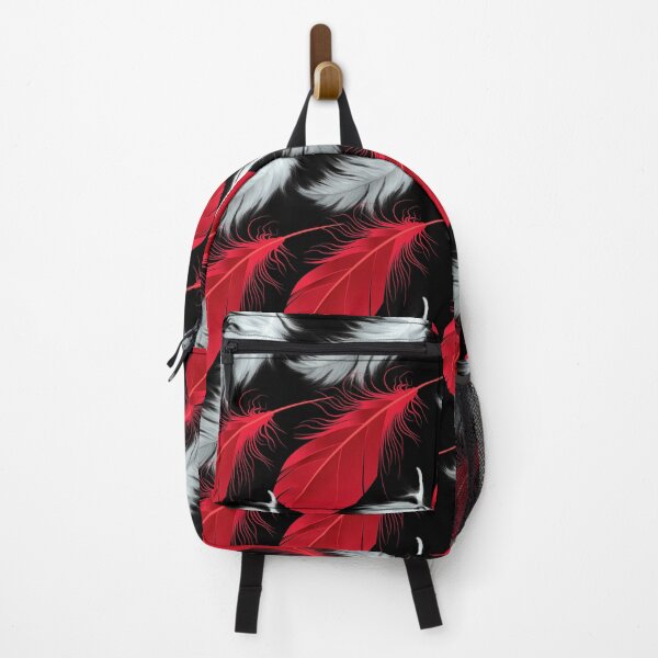 Item preview, Red and white feathers pattern seamless on black designed and sold by Artsy Boulevard.
