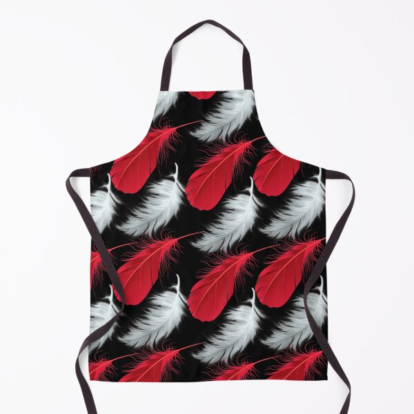 Item preview, Red and white feathers pattern seamless on black designed and sold by Artsy Boulevard.