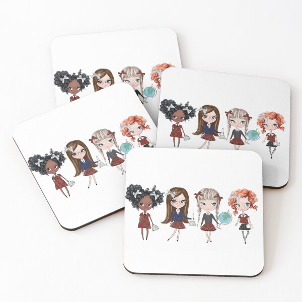 Item preview, School girls girly illustration designed and sold by Lalanacliparts.