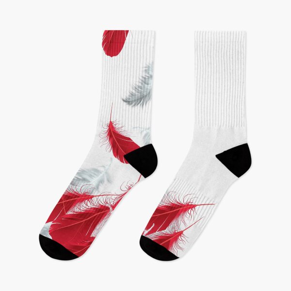 Item preview, Falling Red and White feathers pattern seamless designed and sold by Artsy Boulevard.