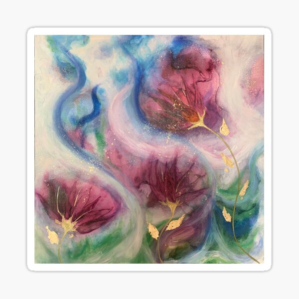 ‘Eternal Flow’ abstract floral art. Sticker