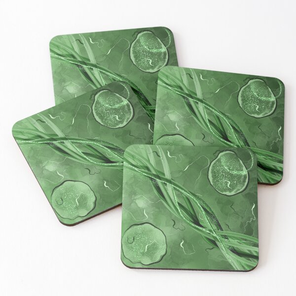 Item preview, Green calm abstract fluid art designed and sold by Mashusha-art.