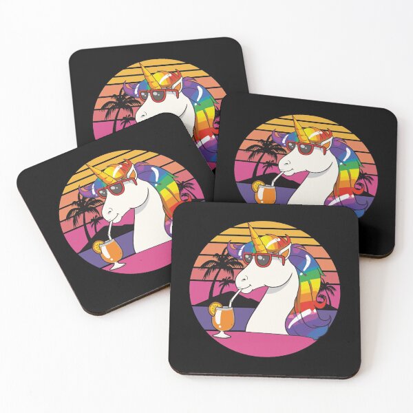 Item preview, Unicorn drinking Juice in Retro Vacation Theme designed and sold by HumbleShirt.