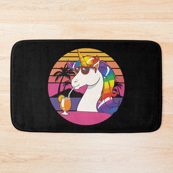 Item preview, Unicorn drinking Juice in Retro Vacation Theme designed and sold by HumbleShirt.