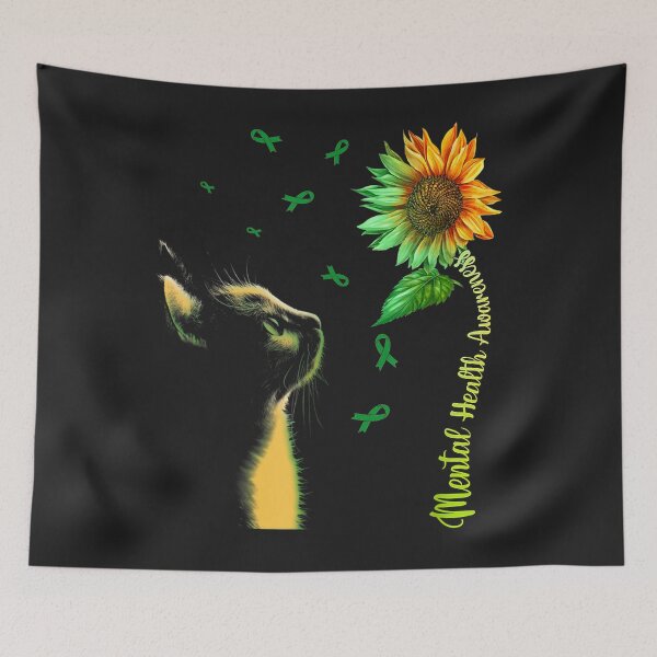 Item preview, Cat Sunflower Mental Health Awareness TShirt160 designed and sold by pennyzella.