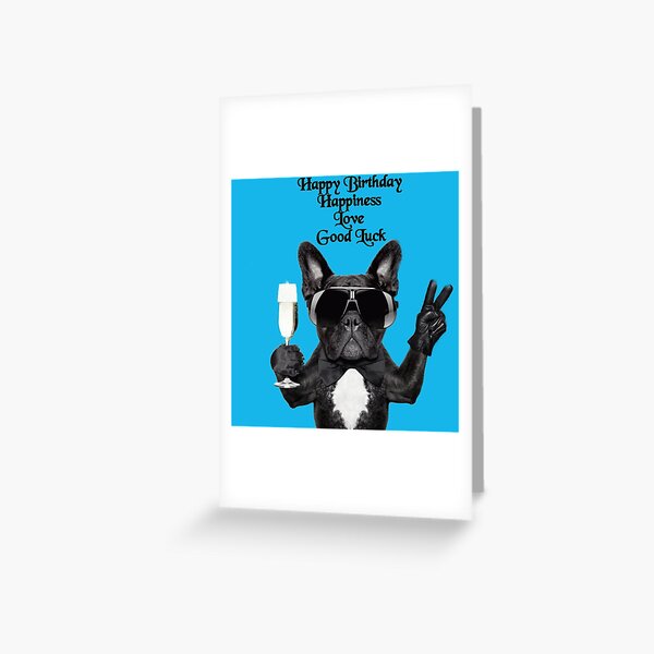 Aperçu de l'œuvre Bouledogue français félicite, joyeux anniversaire. créée et vendue par Alexandr Dol.
