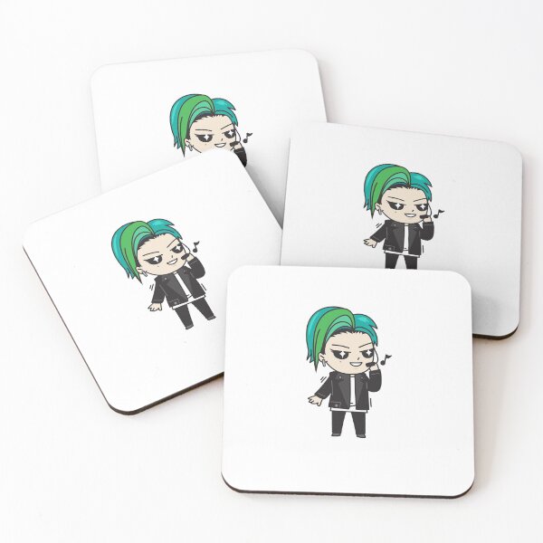 Item preview, Cute Kawaii Chibi Kpop Cartoon Boy Singer Green Hair designed and sold by KawaiiStickers-.