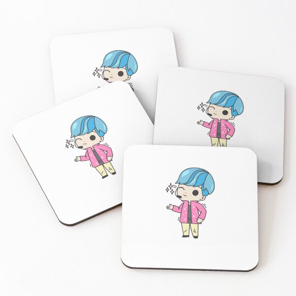 Item preview, Cute Kawaii Chibi K-pop Cartoon Boy Singer Blue Hair Winking designed and sold by KawaiiStickers-.