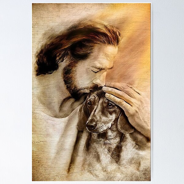 Item preview, Jesus with lovely Dachshund - for dachshund lover  designed and sold by Susanspy007.