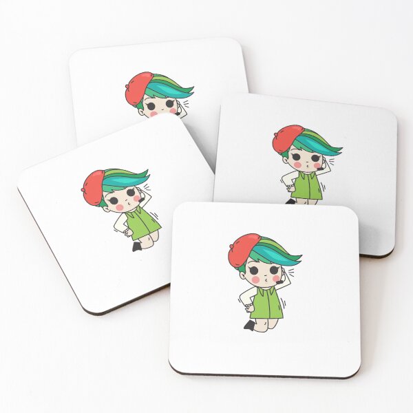 Item preview, Cute Kawaii Chibi K-pop Cartoon Girl Singer Green Hair designed and sold by KawaiiStickers-.