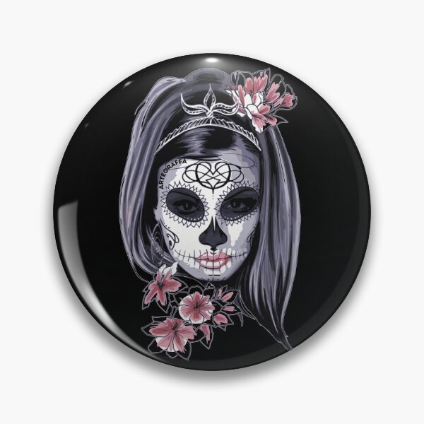 Item preview, girl skull helloween style gradient t-shirt with flowers designed and sold by ArteGraffa.