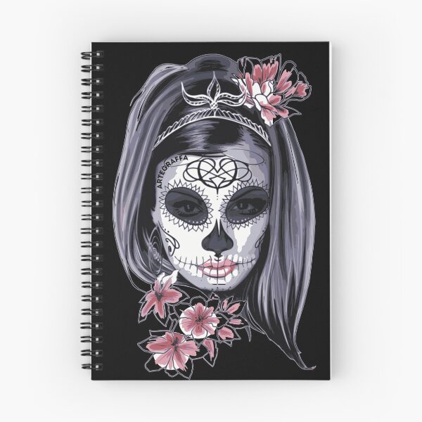 Item preview, girl skull helloween style gradient t-shirt with flowers designed and sold by ArteGraffa.