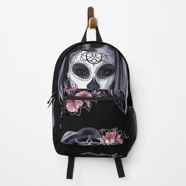 Item preview, girl skull helloween style gradient t-shirt with flowers designed and sold by ArteGraffa.