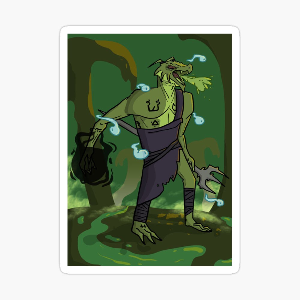 Green Dragonborn Warlock | Art Print