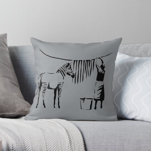 Banksy Zebra Throw Pillow