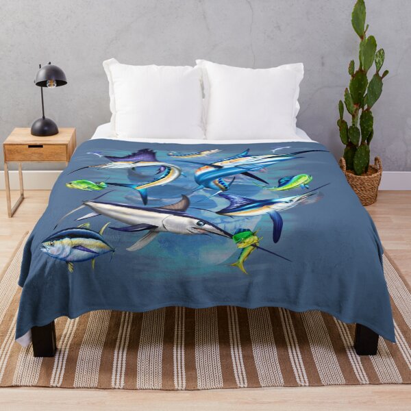 Vista previa del artículo con la obra «Billfish, Dolphin / Mahi Mahi y Wahoo con Ol' Fondo de calavera de sal», diseñado y vendido por Mary Tracy.